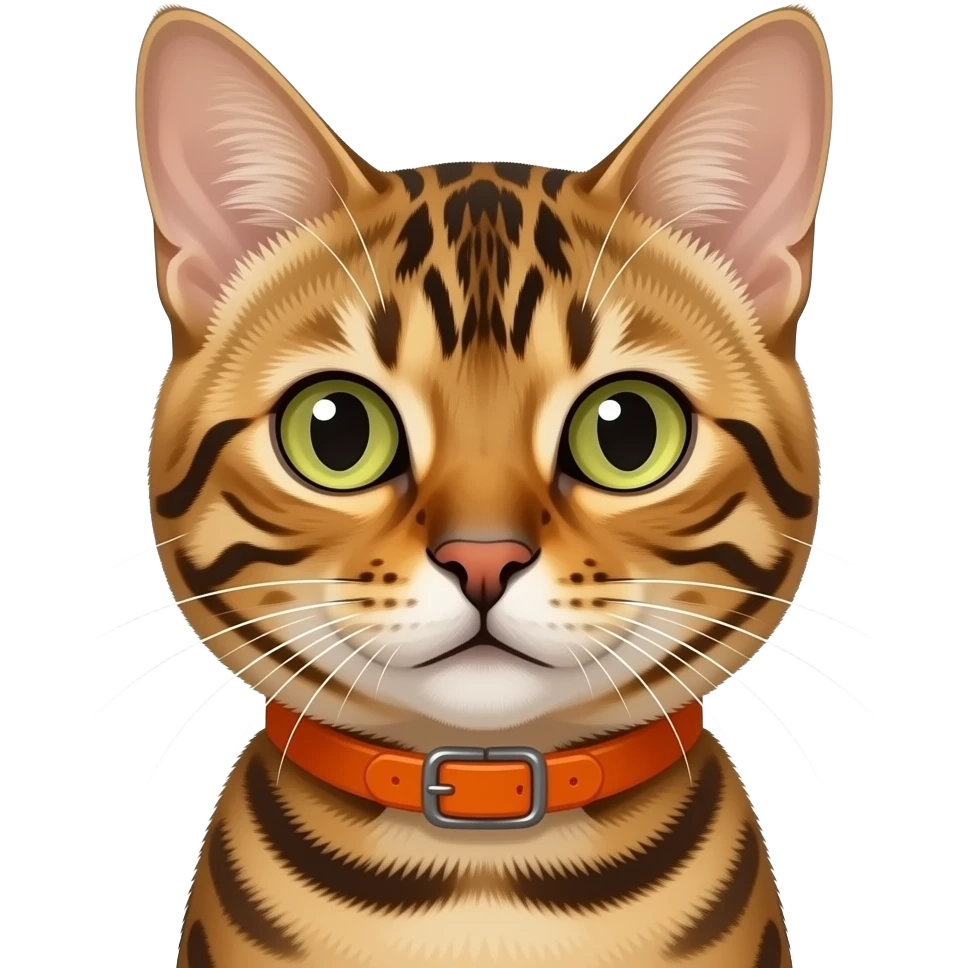 bengal cat with orange collar headshot emoji