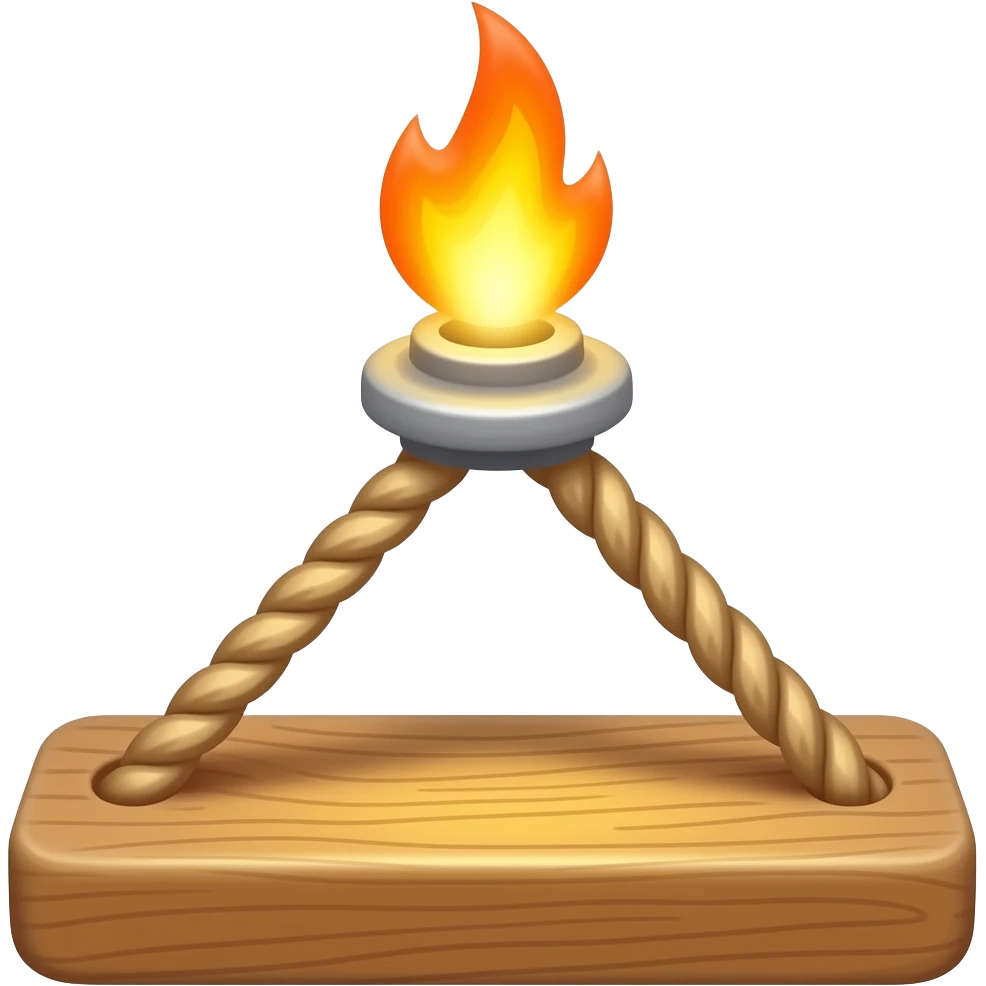 Balança com uma chama na parte de cima, emoji