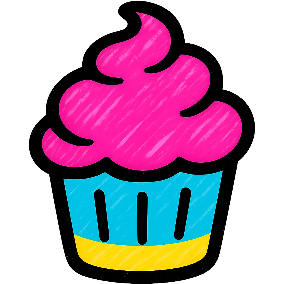 icon of a cupcake, vibrant, bold emoji