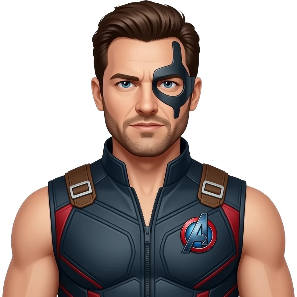 Clint barton in MCU avengers sleeveless suit without a mask emoji