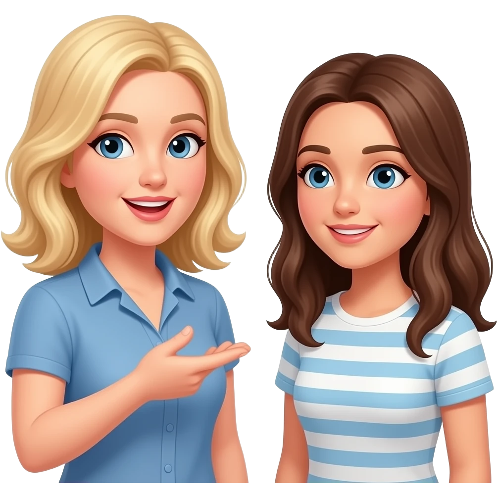 mujer adulta rubia tes morena hablando con mujer adolescente emoji