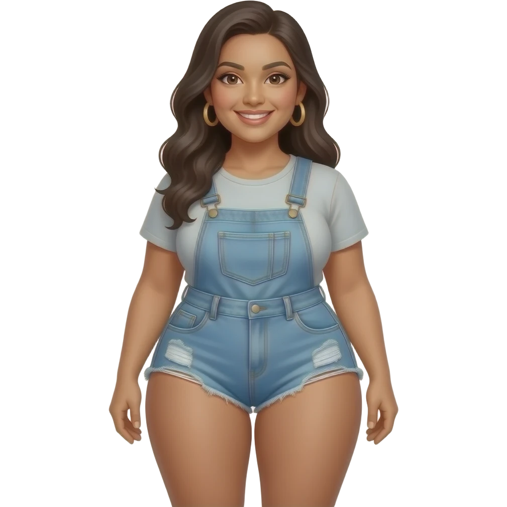 A big booty Latina showing her big thighs and buttocks with a beautiful smile emoji