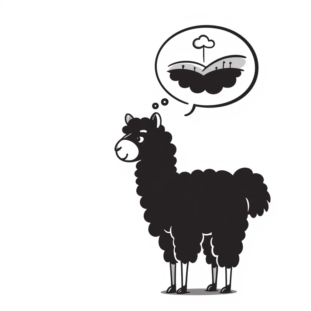 an alpaca thinking emoji