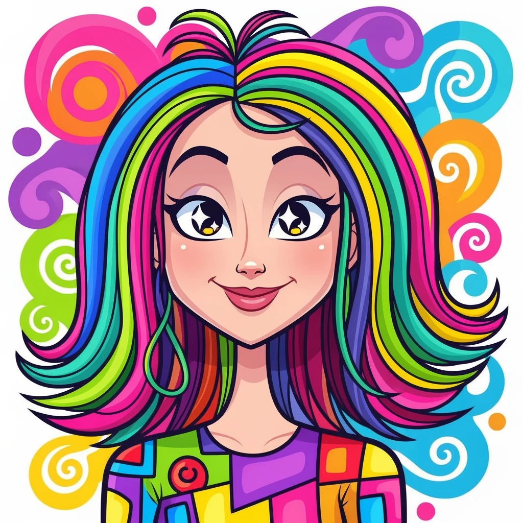 a woman with thin eyebrows (cartoon colourful style) emoji