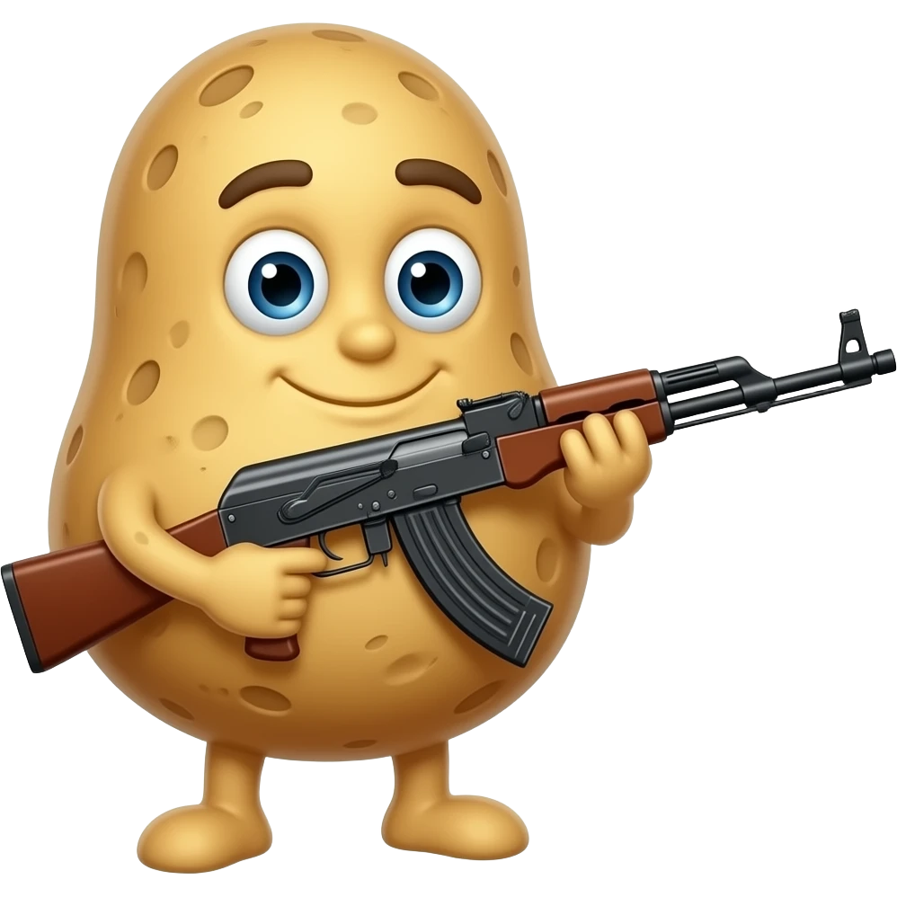 A potato character with a ak47 emoji