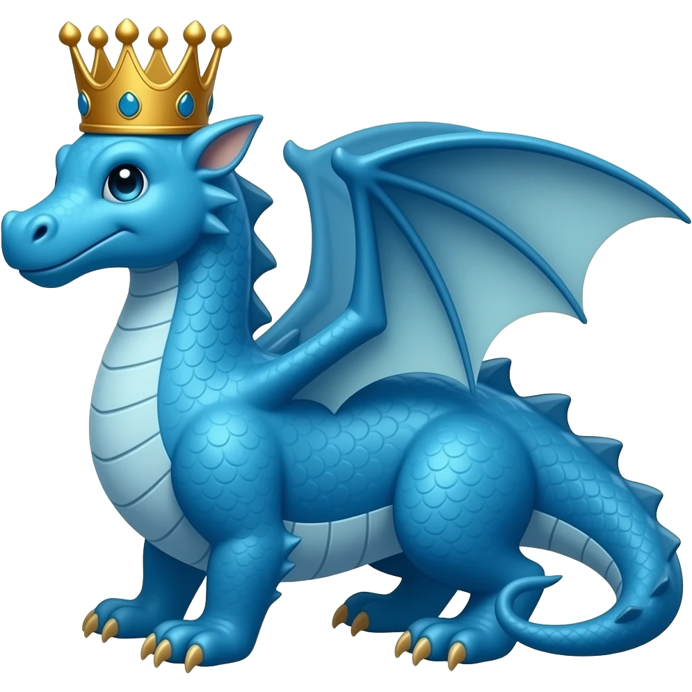 Blue dragon looking like a king emoji