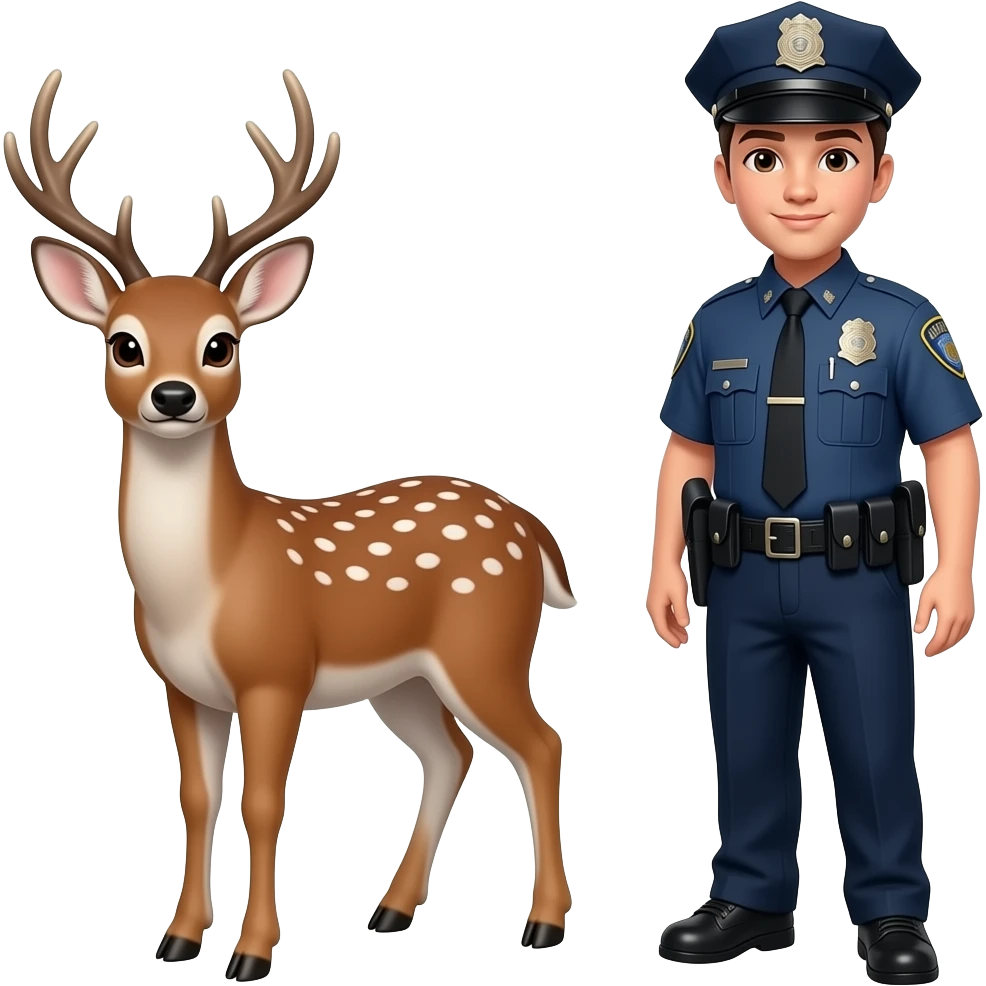 a girl deer and a police clipart emoji