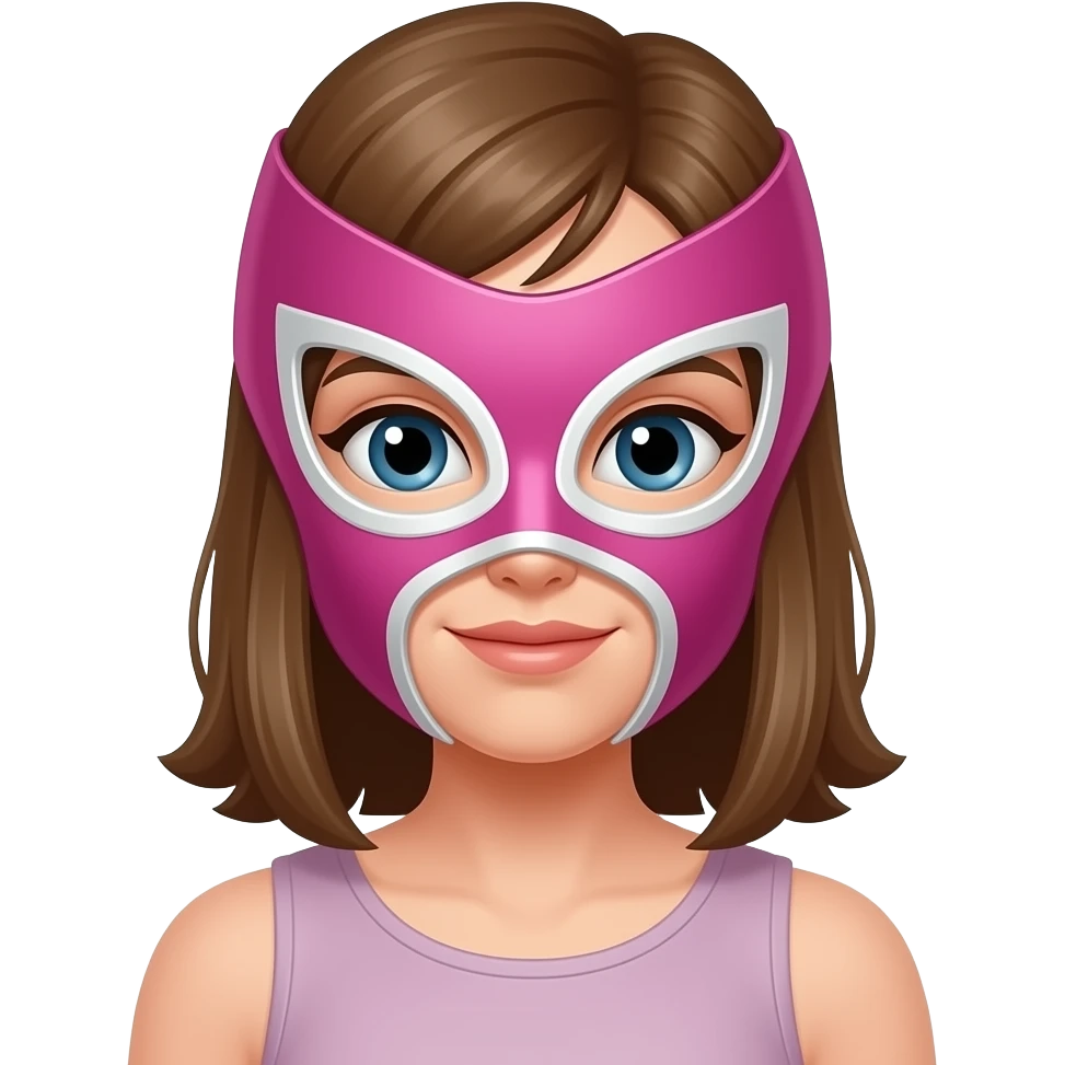 Girl with wrestling mask pink emoji