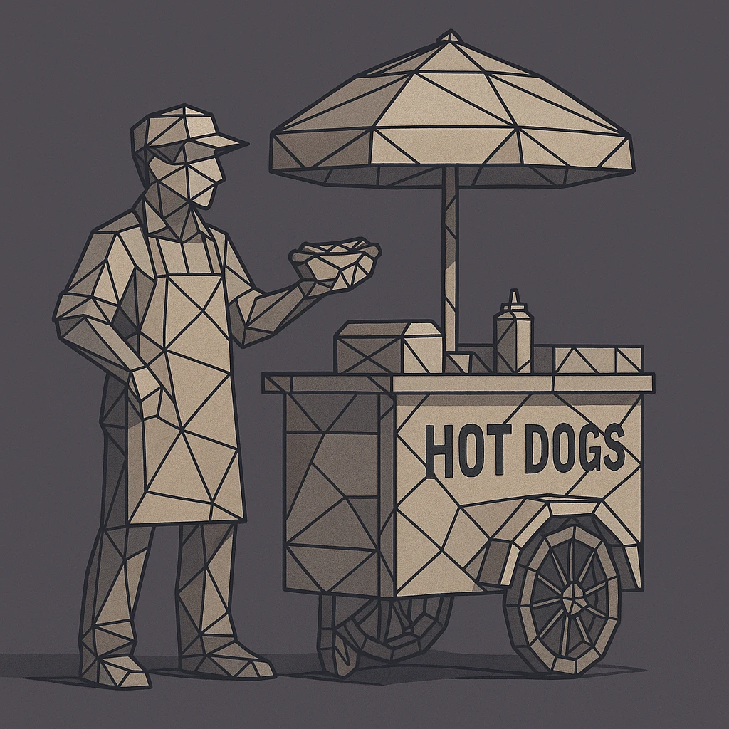hotdog seller in New York with cart emoji
