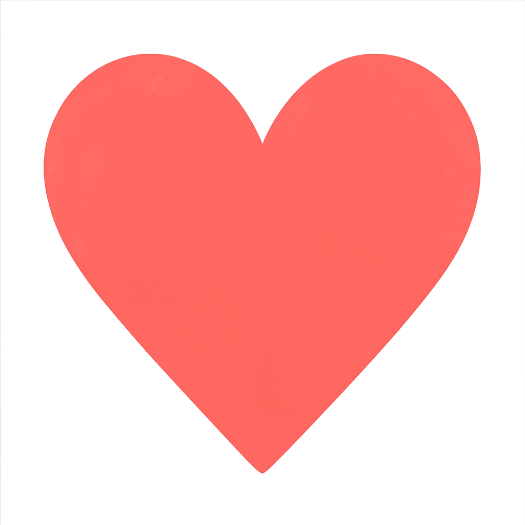 heart with a bold coral pink color, digital illustration, no background emoji