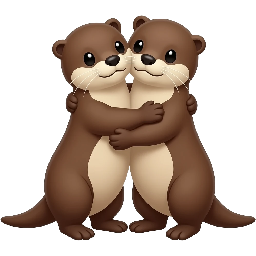 draw two otters hugging on each other emoji