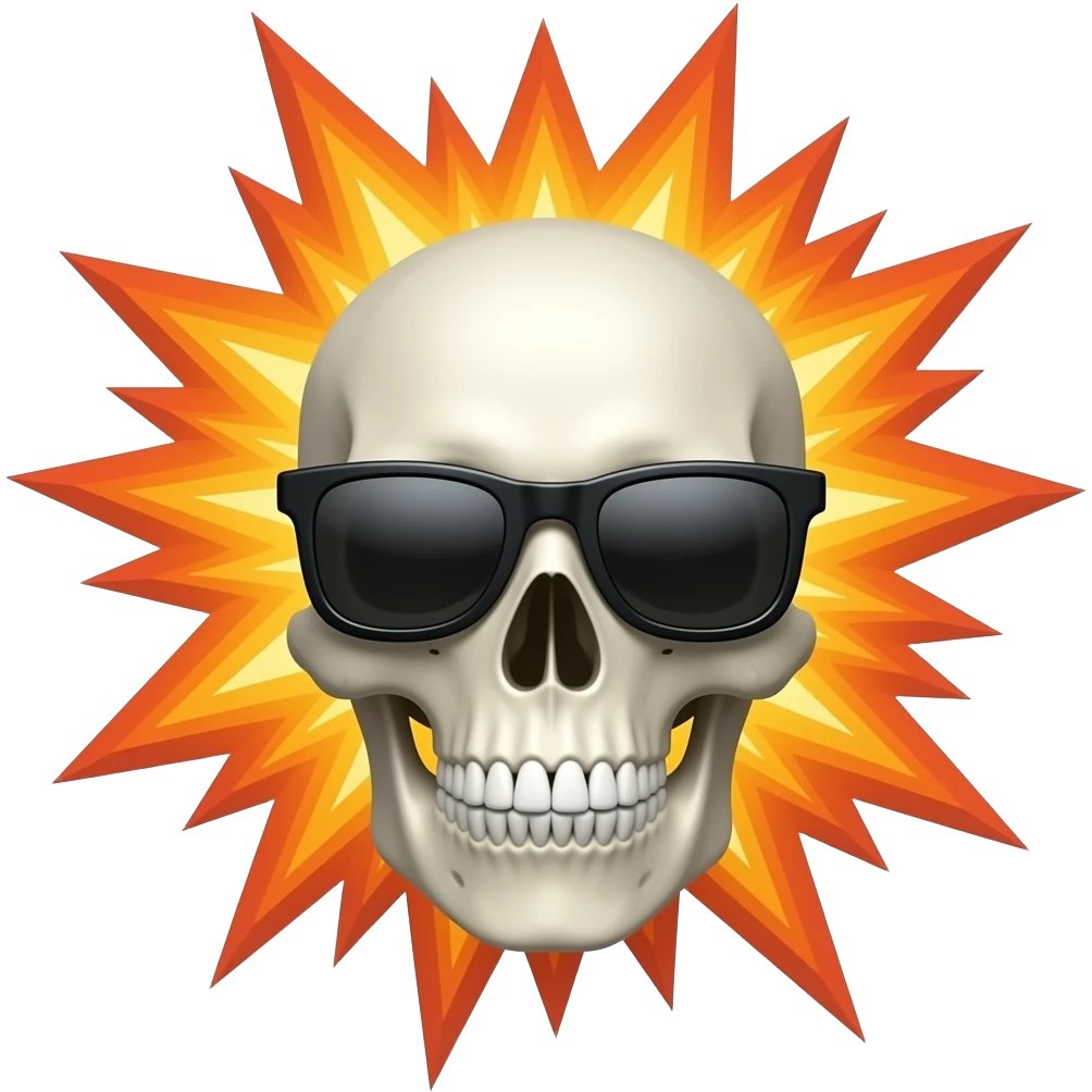 Una calavera esplotando con gafas de sol en 3D emoji