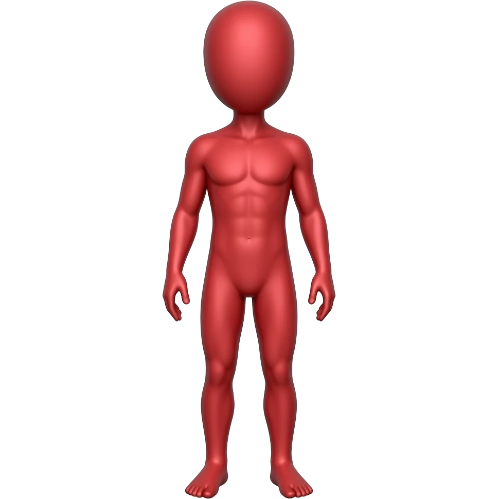 2d full body human body front facing mini size in red colour , no need for any feature only body emoji
