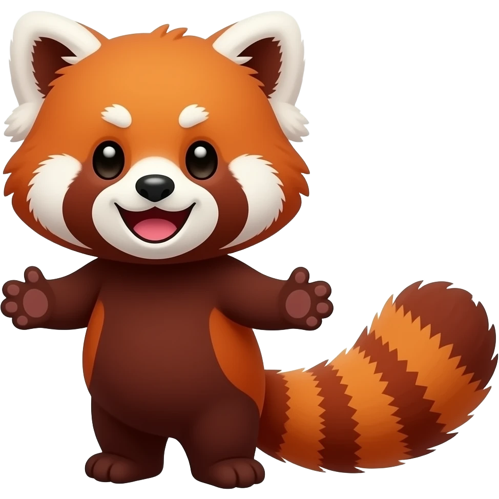Happy red panda, cartoon emoji