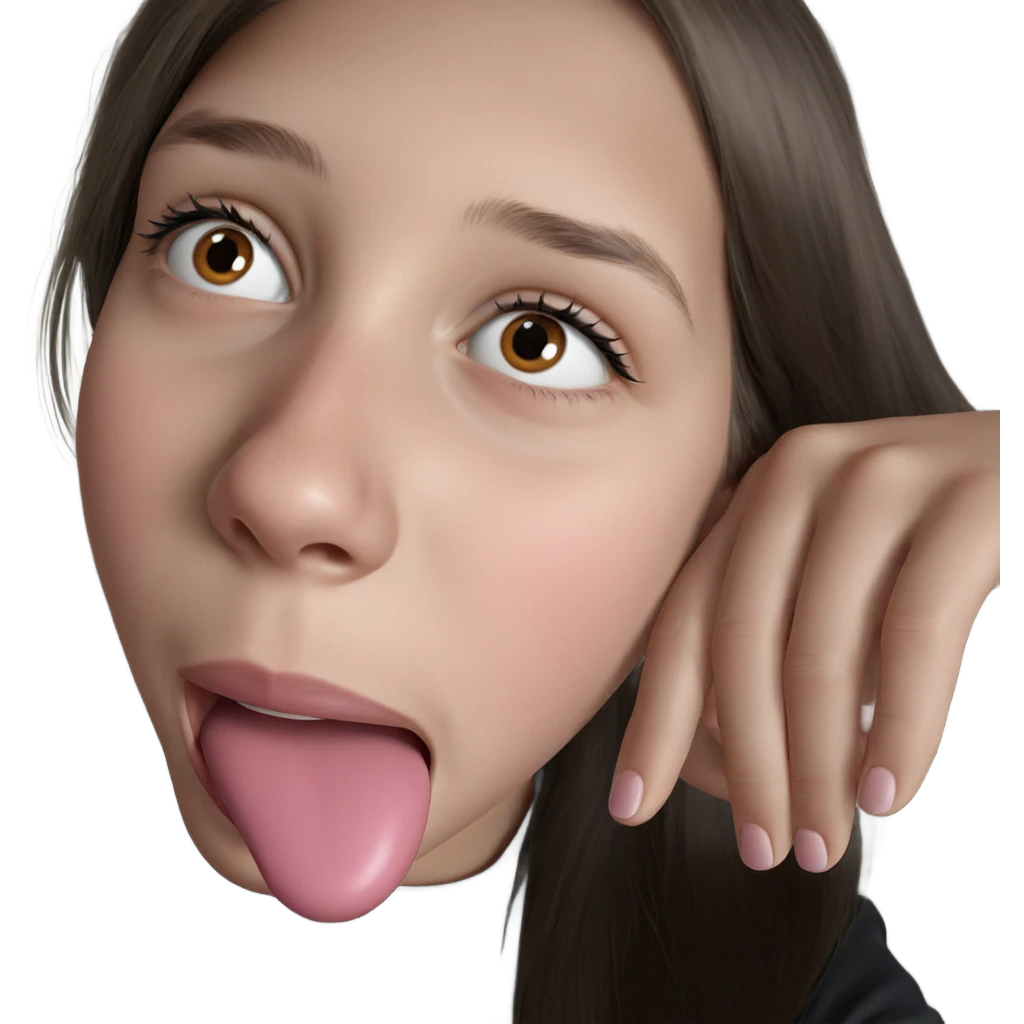 realistic girl with tongue out emoji