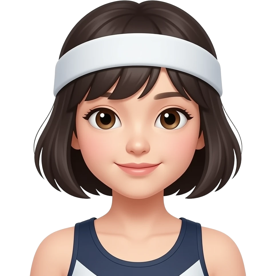 short haired east asian girl wearing a sports headband emoji