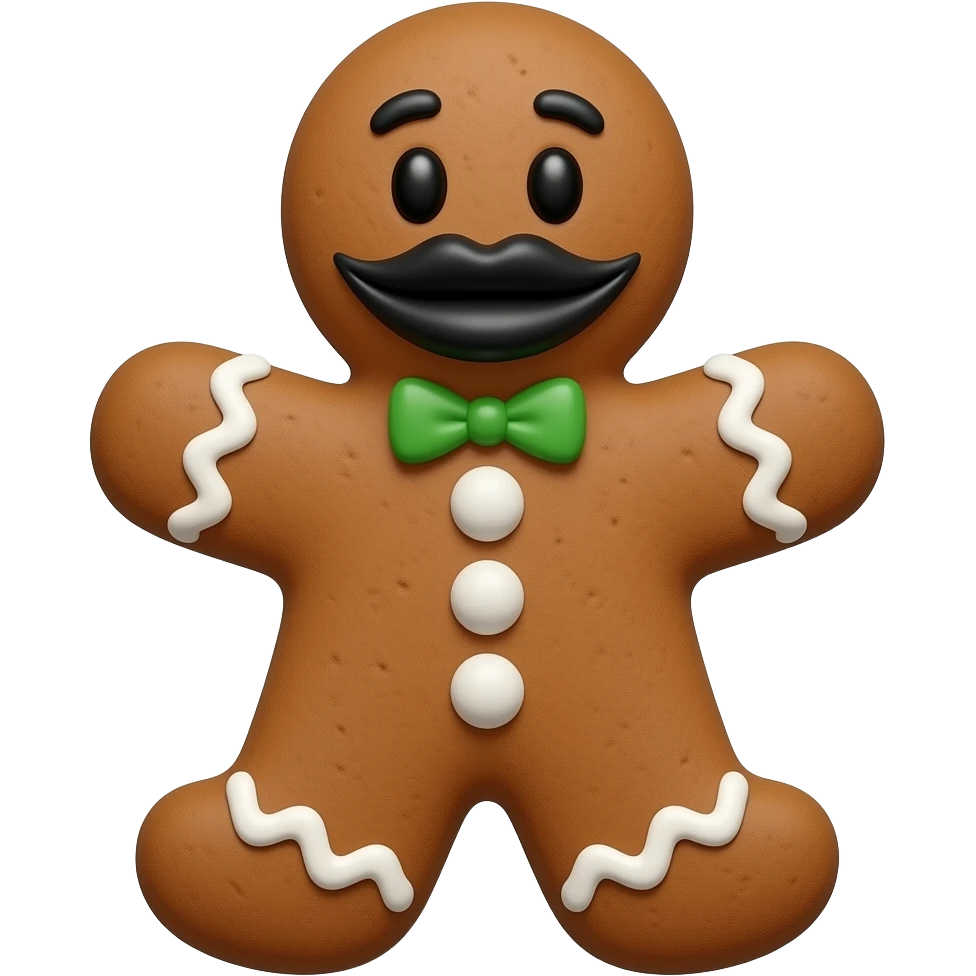 A black gingerbread man with big black lips emoji