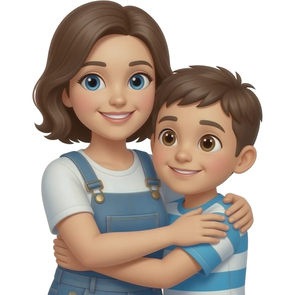 mother and son with disabilities hugging emoji