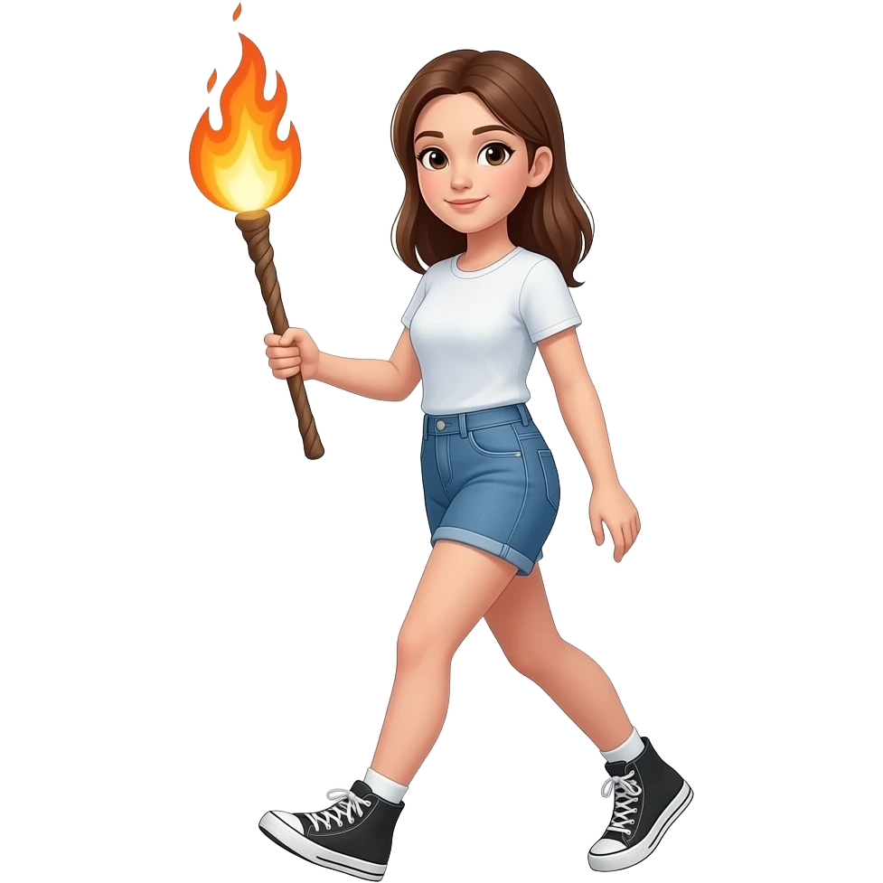 non-white modern day girl walking with a firestick emoji