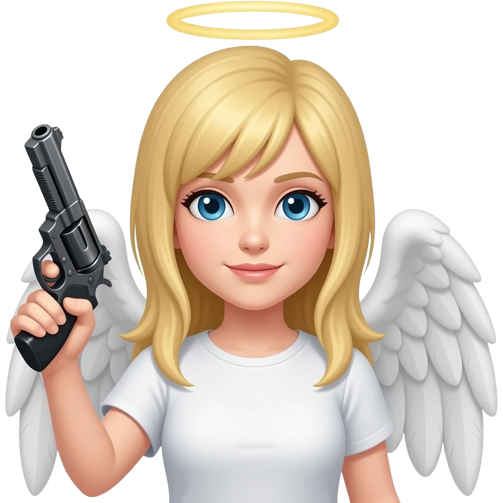 Ahora un ángel con una pistola que heces hombre y bravo emoji