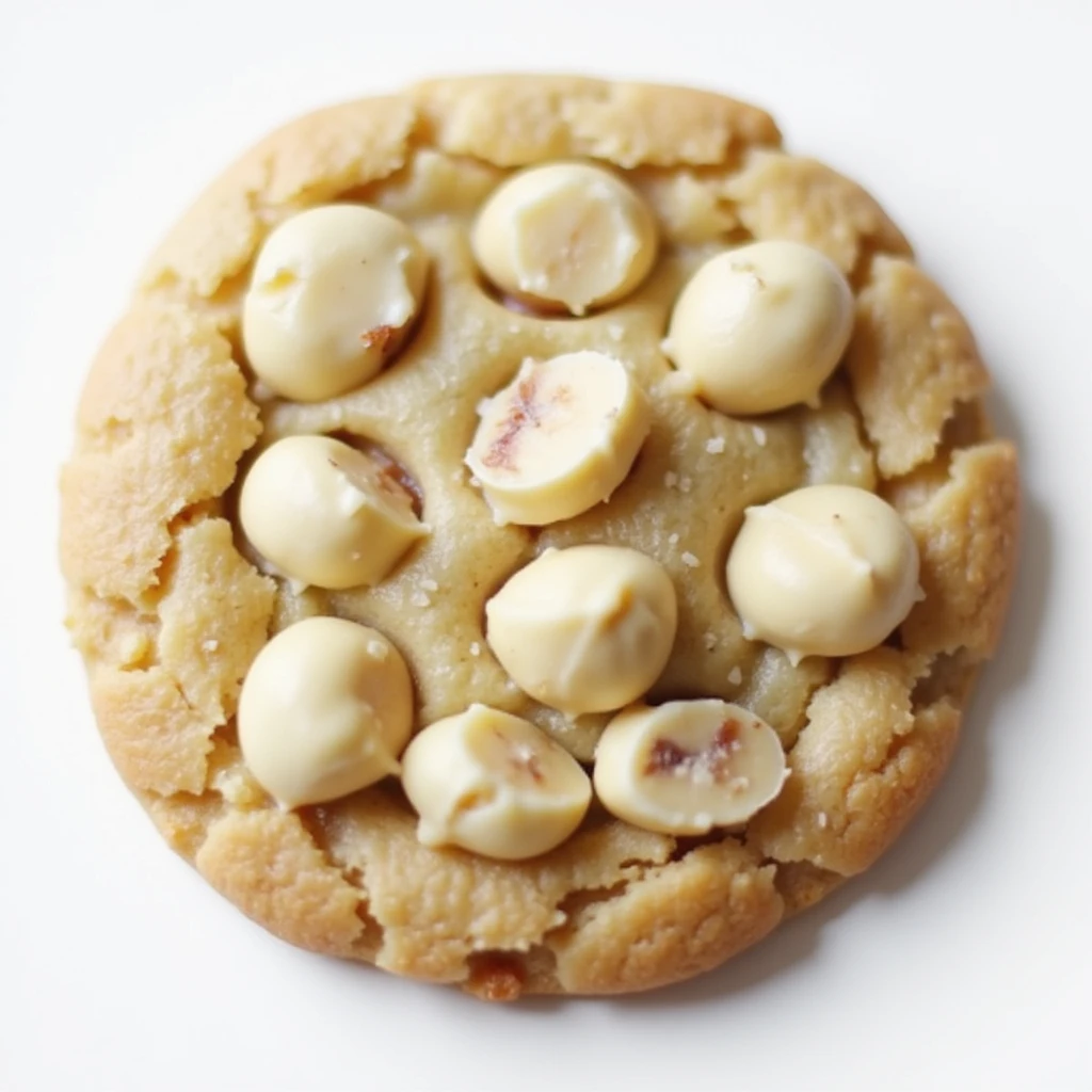 realistic white chocolate macadamia cookie, photorealistic style emoji
