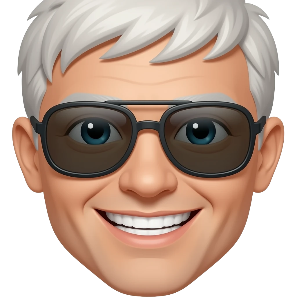 Sunglasses smiling with teeth sparkling emoji