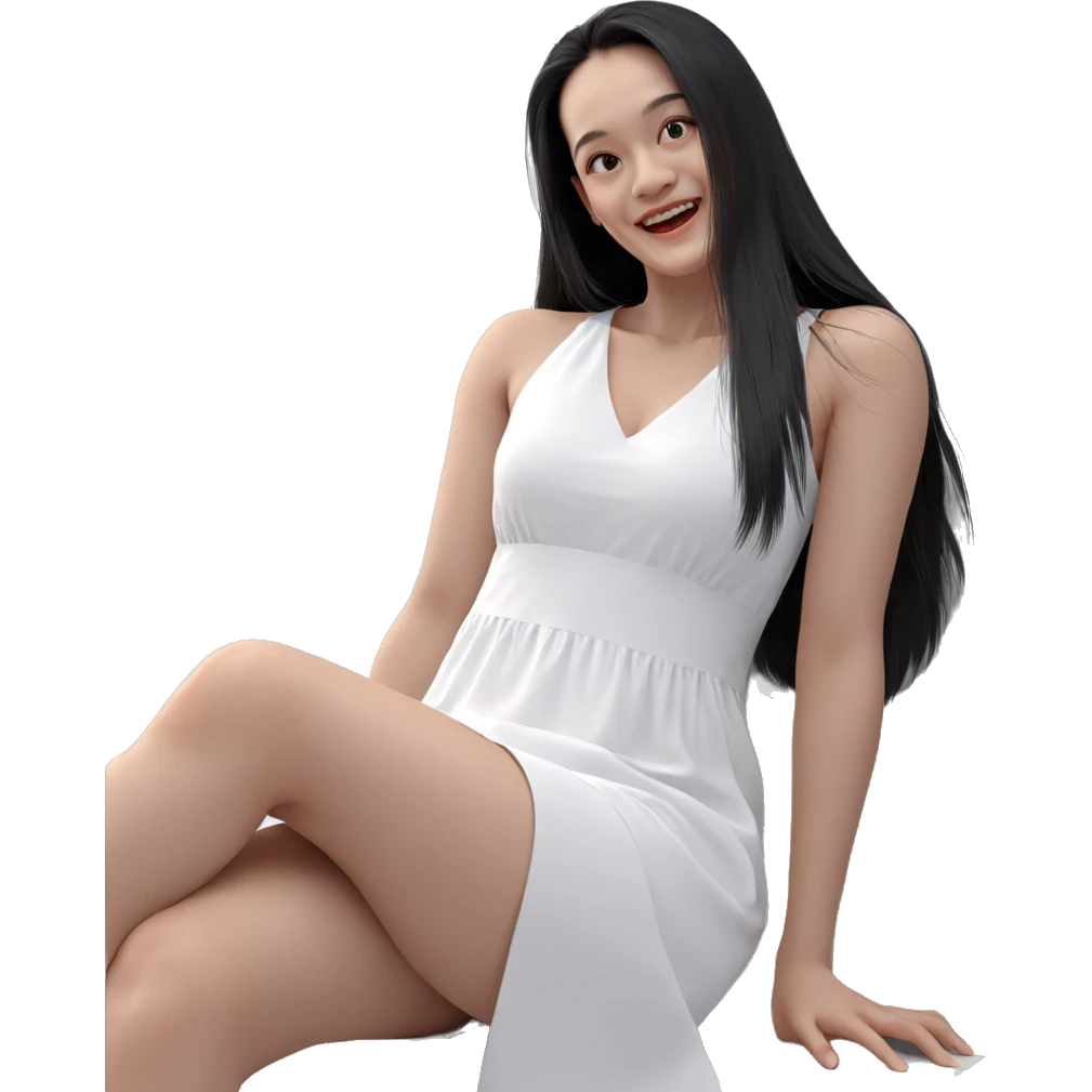 smiling girl in white dress emoji