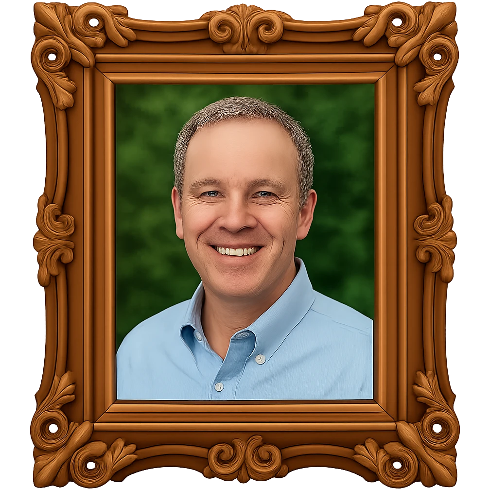 Add a simple photo inside the classic wooden picture frame. Keep the background transparent. emoji