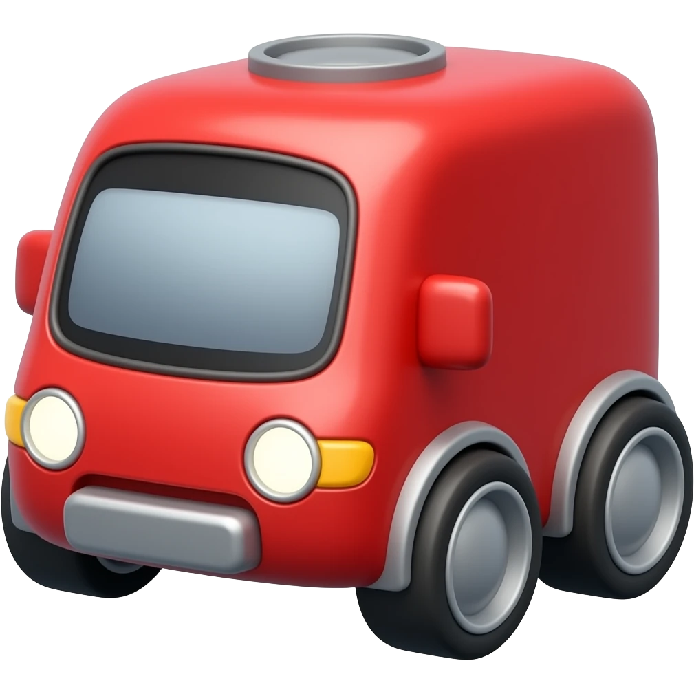 Ai self driving red cube on wheels emoji