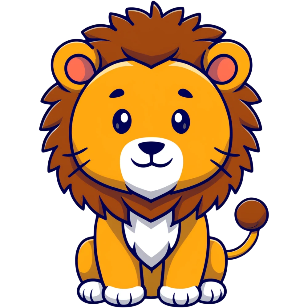 cute cartoon lion with fluffy mane emoji