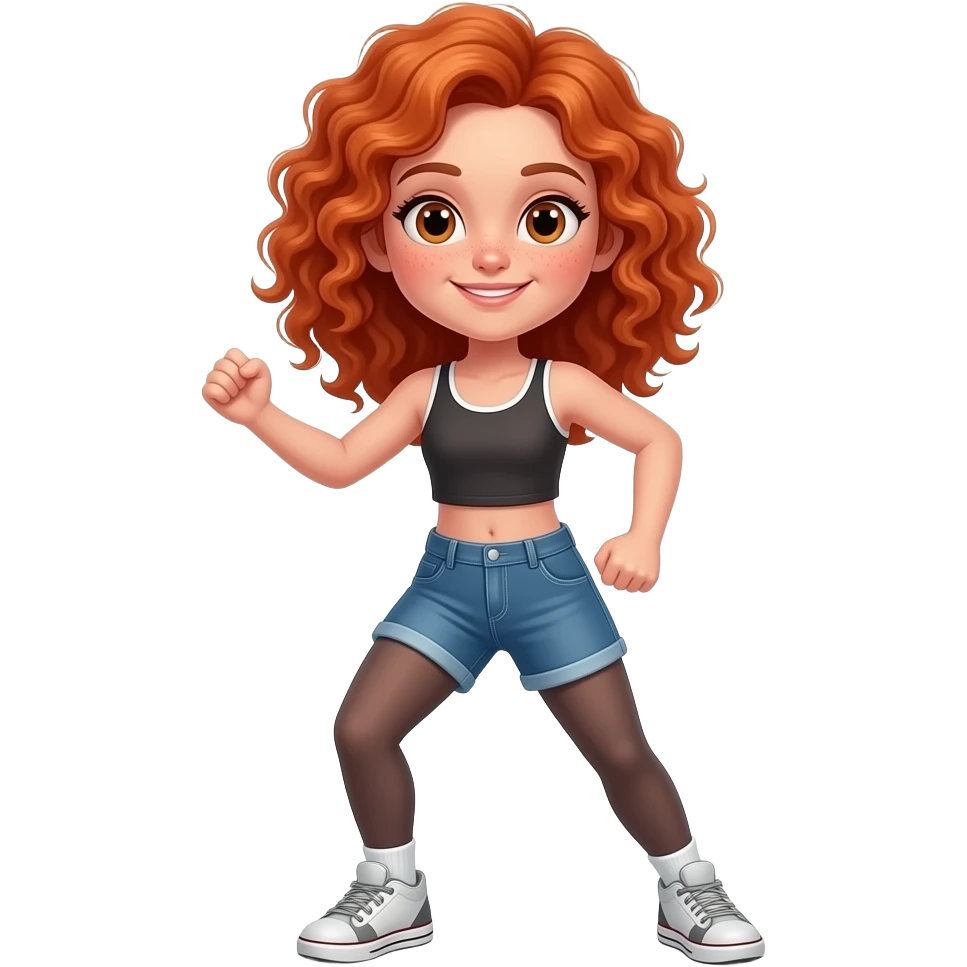 Fille rousse bouclés tâches de rousseur Zumba emoji