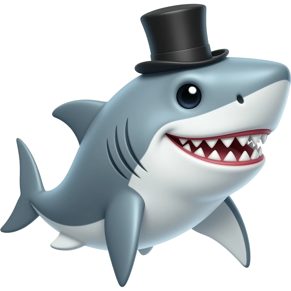 Shark with a top hat emoji