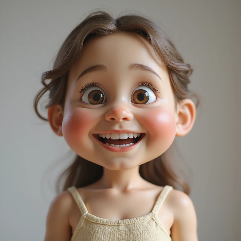 smiley face with realistic human features and a natural-looking bust, playful and non-explicit, photorealistic style emoji