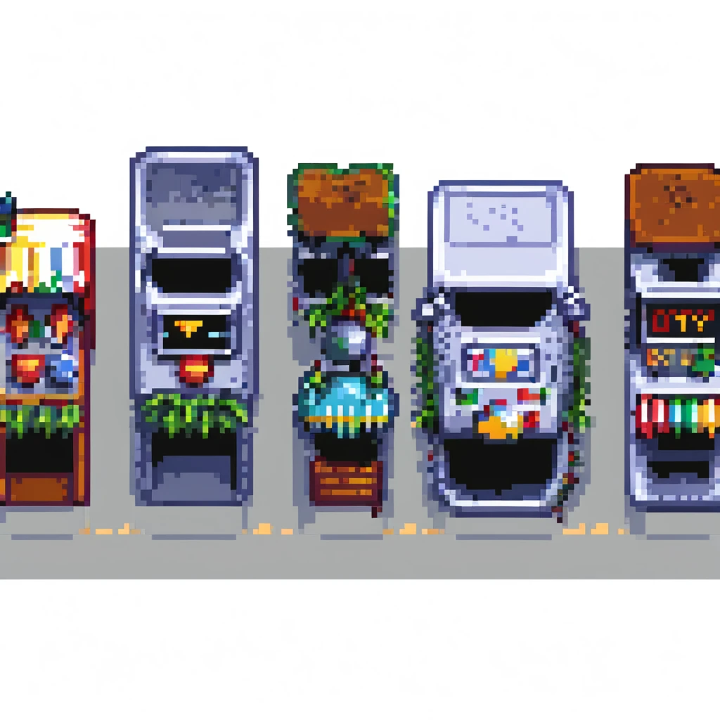 Wide pixel art background of a dark Gotham City street. Empty road with sidewalk, flickering lamppost casting light, trash bins nearby, distant shadowy silhouettes. Tall buildings in the background, moody atmosphere, subtle rain or fog. emoji