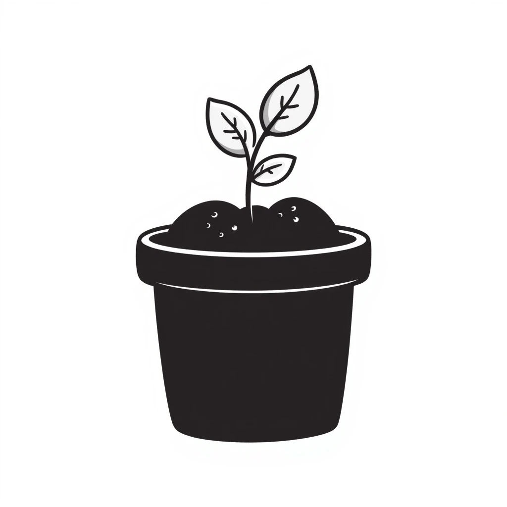A small pot with a seedling sticking out of the soil emoji