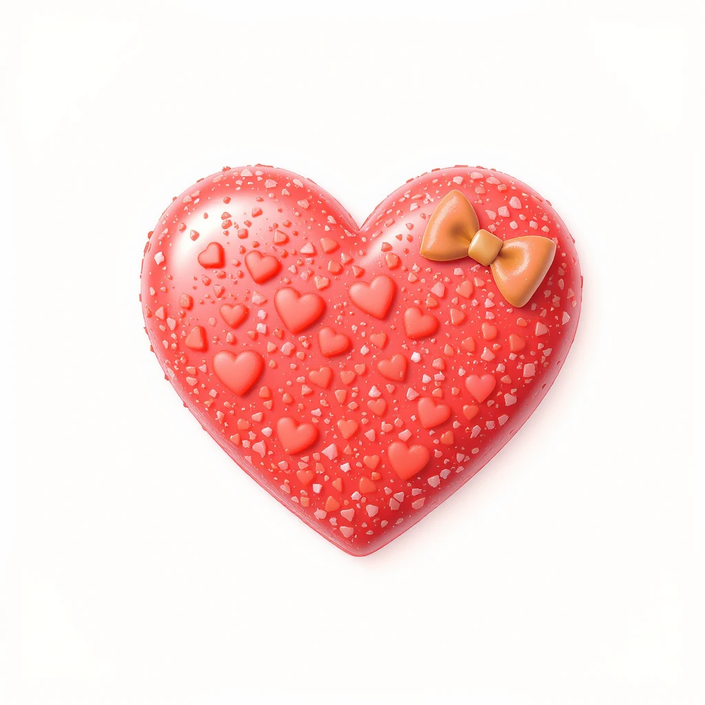 food heart emoji, cute and shiny, with a bow accent, no background emoji