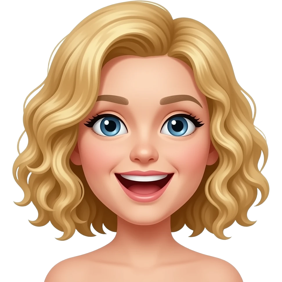 blonde curly bob opened mouth emoji