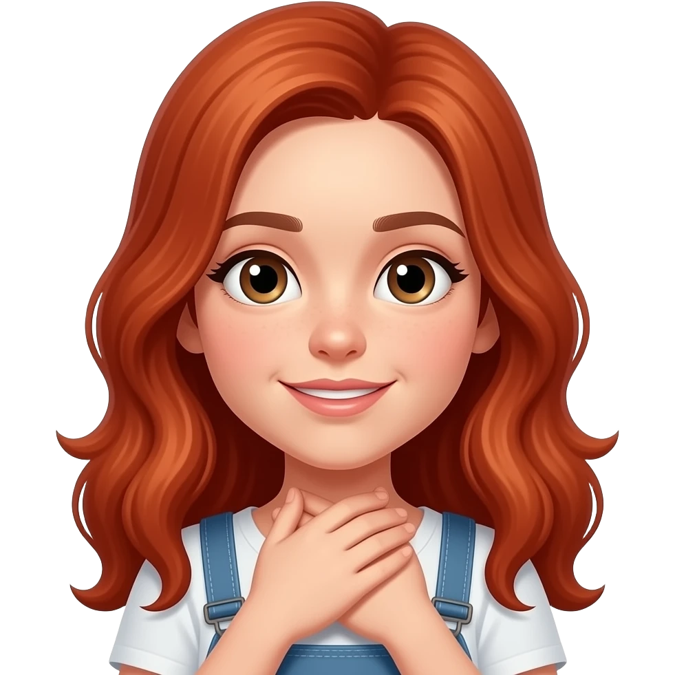 Girl with red hair grabbing throat choking with both hands emoji emoji