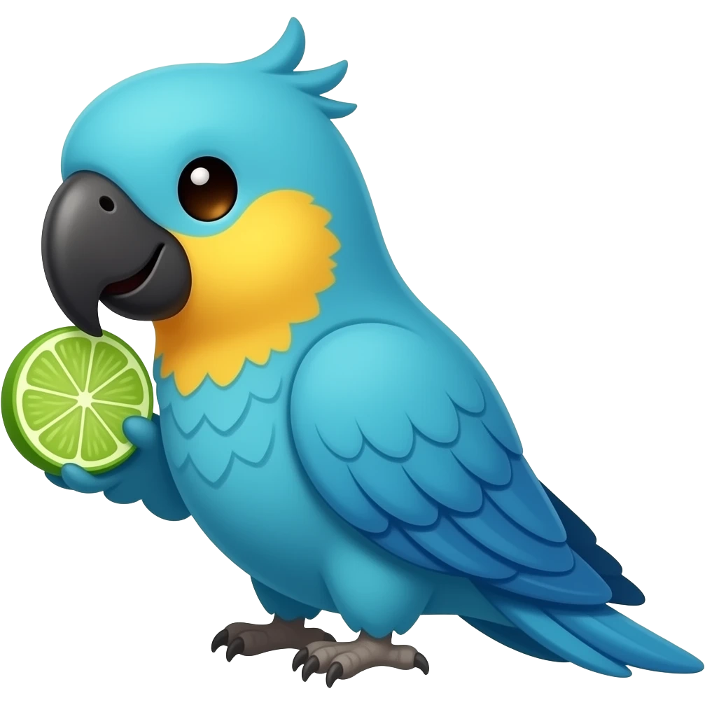 Perico azul con verde Lima kawaii emoji