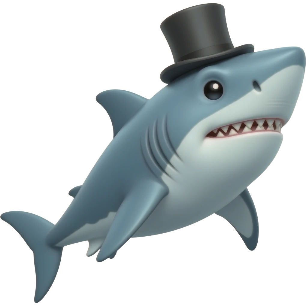 Shark with a top hat emoji