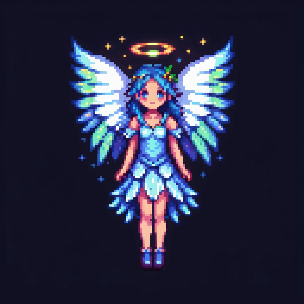 fairy with wings, night scene, glowing magical aura emoji