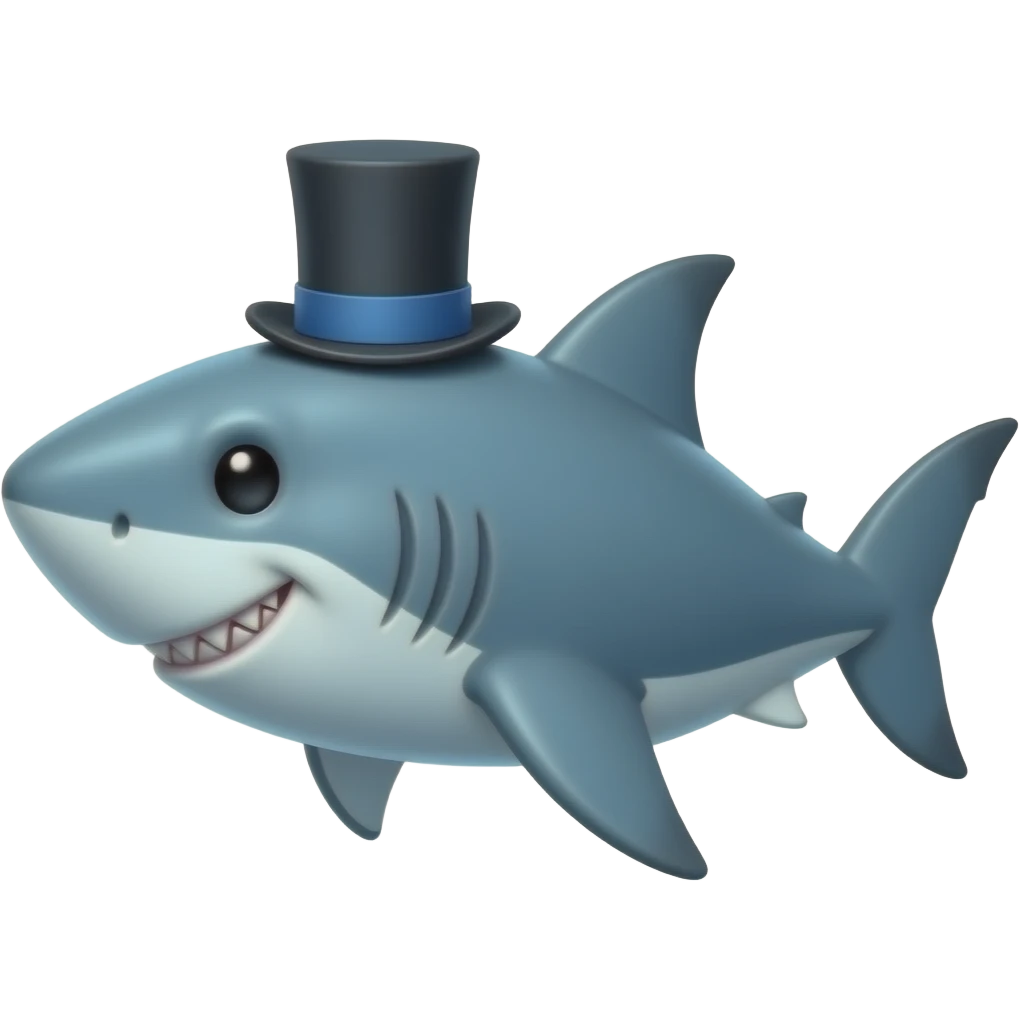 Shark with a top hat emoji