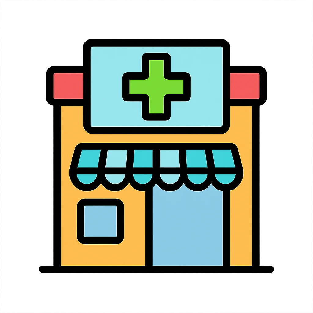 pharmacy icon, clean and modern style, green cross, simple and recognizable emoji