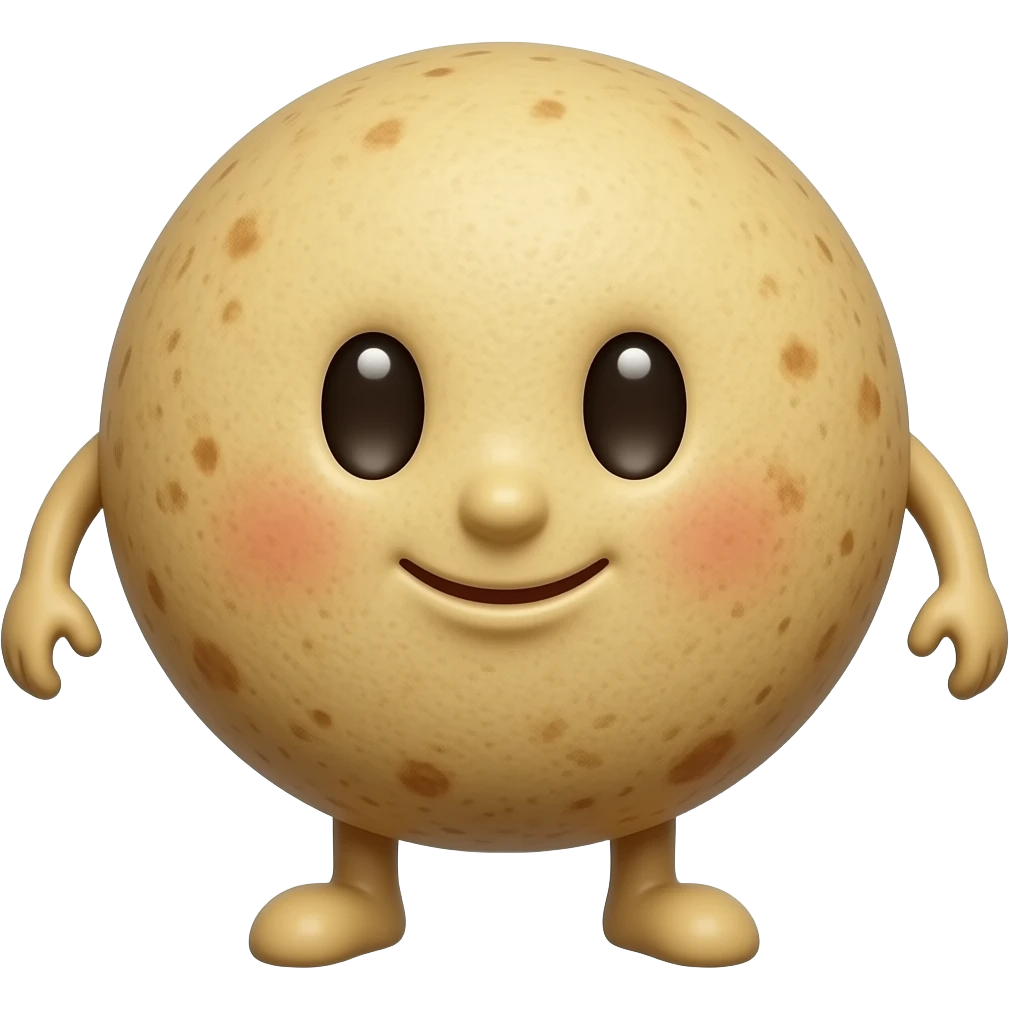 Una arepa redonda con brazos y piernas emoji