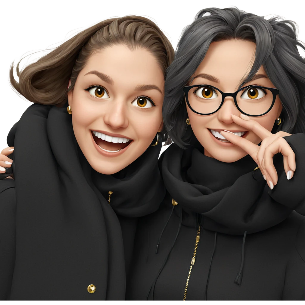 smiling girls with stylish accessories emoji
