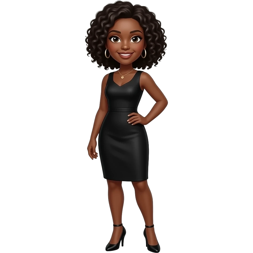 dominateice mora con tacchi spillo e vestito nero emoji