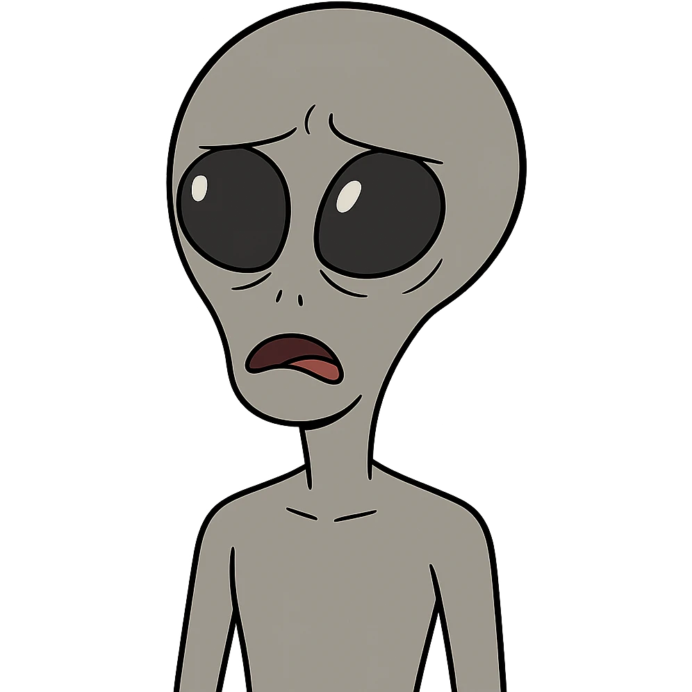 grey alien head, cartoon style emoji