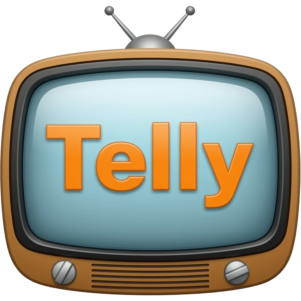 Telly tv orange letters on tv Telly emoji