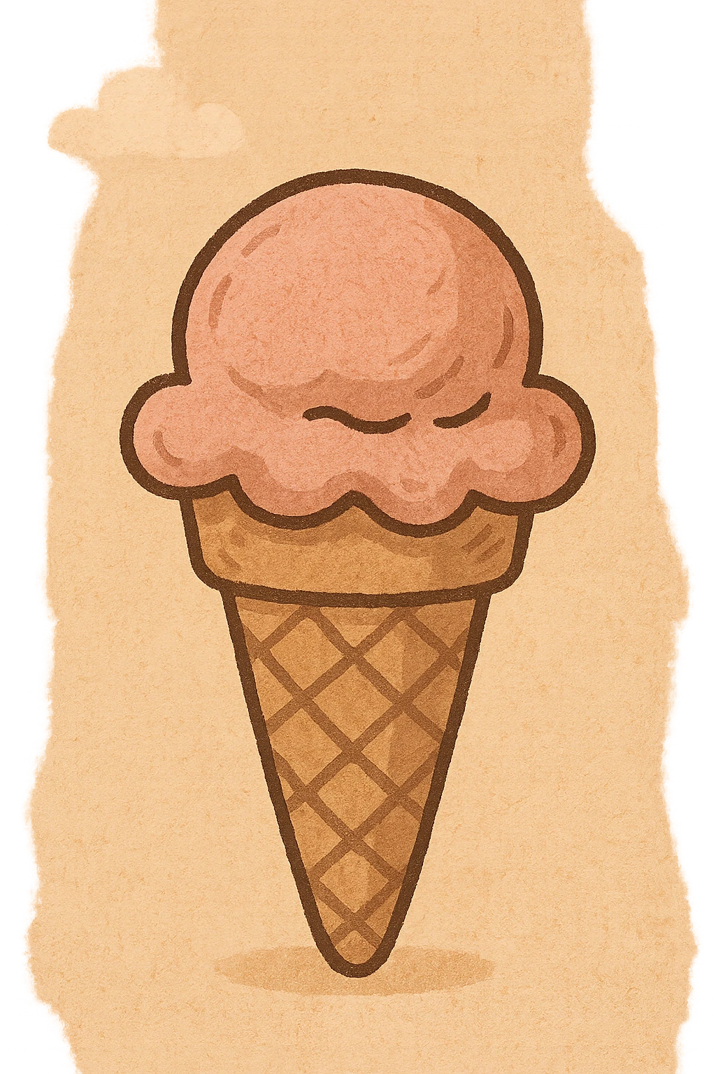 bold flat warm colors style icon of a pink ice cream cone emoji