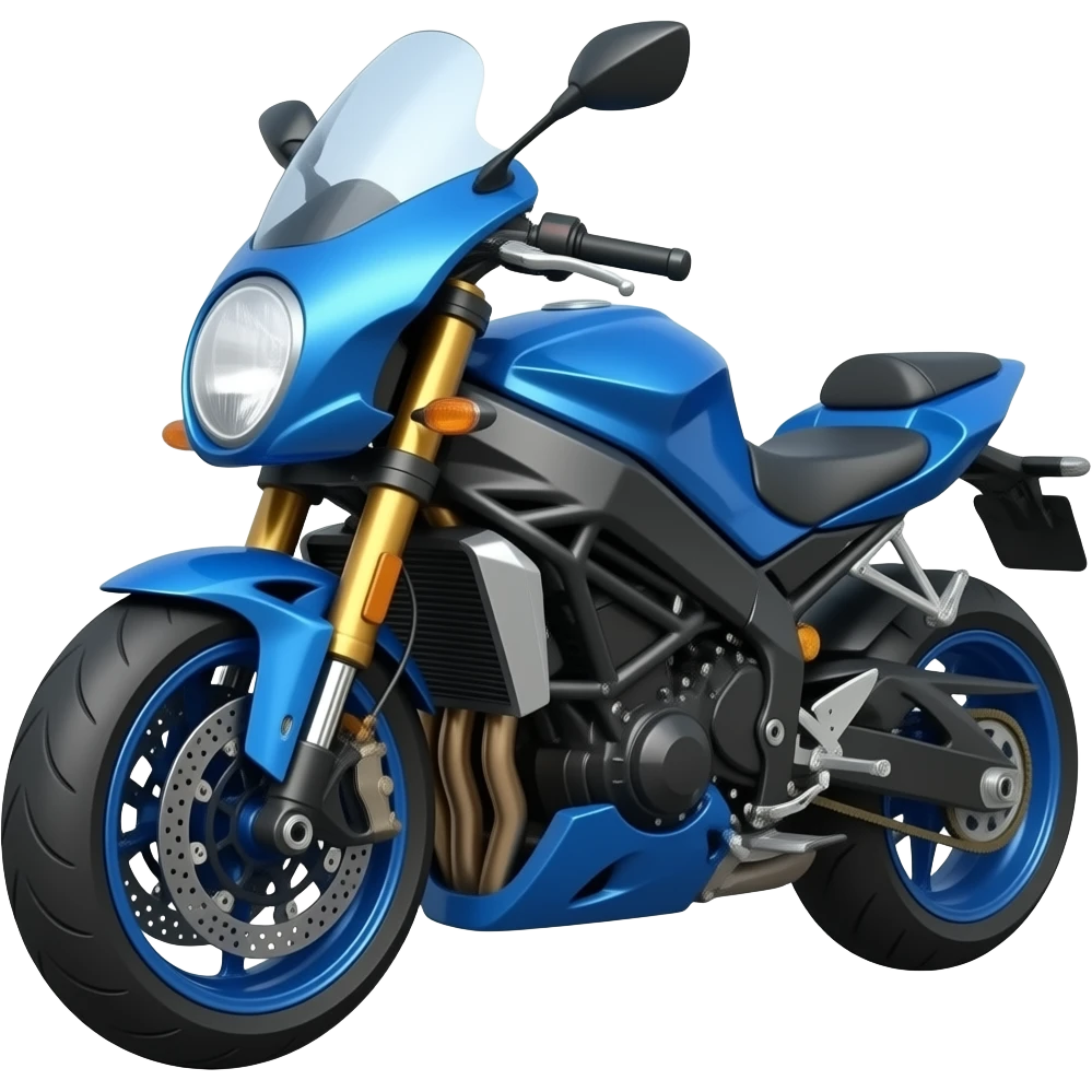 A blue metalic motorcycle with a blue woman head at the front emoji